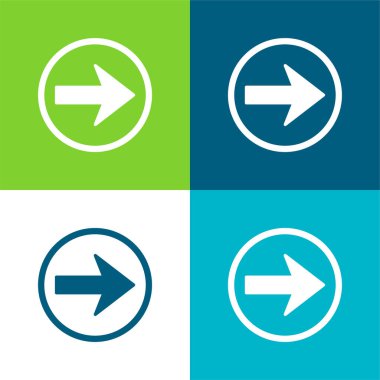 Sağ Kılavuz Düz Düz Dört Renk Simgesi