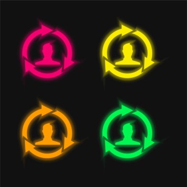 Affiliate Marketing four color glowing neon vector icon clipart