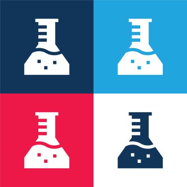 Beher mavi ve kırmızı dört renk minimal simge kümesi