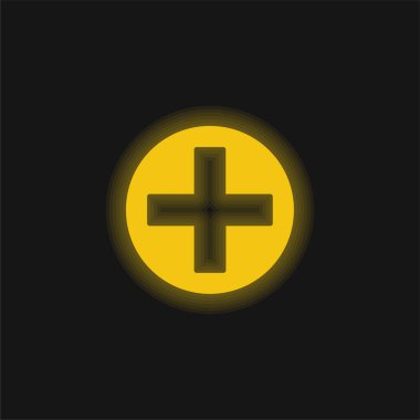 Düğme Çemberi sarı parlak neon simgesi ekle