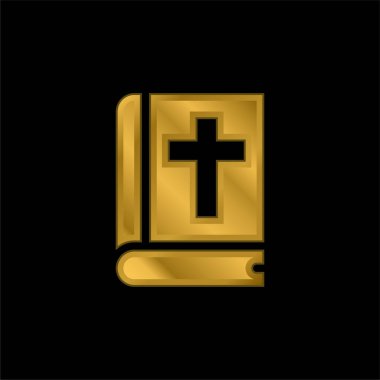 İncil altın kaplamalı metalik simge veya logo vektörü