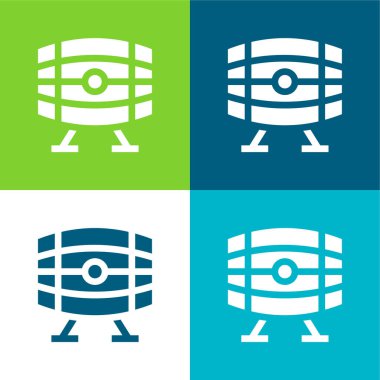 Beer Keg Flat four color minimal icon set clipart