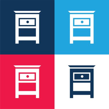 Bedroom Furniture Small Table For Bed Side blue and red four color minimal icon set clipart