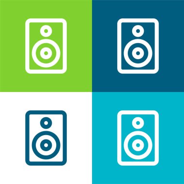 Ses Yükseltme Aracı Dış Hattı Düz 4 renk minimal simgesi seti