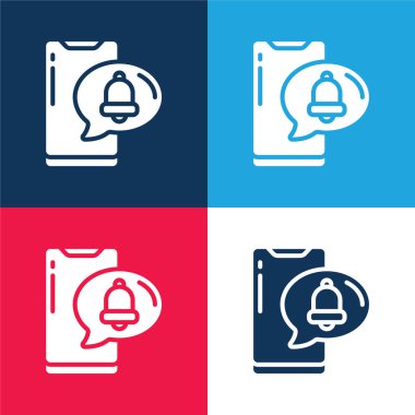 Alarm blue and red four color minimal icon set clipart