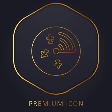 Airport Radar golden line premium logo or icon clipart