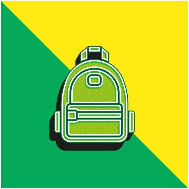 Sırt çantası yeşil ve sarı modern 3d vektör simgesi logosu