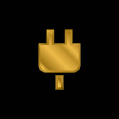 Siyah Plug Başlık altın kaplama metalik simge veya logo vektörü