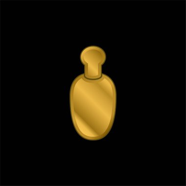 Siyah şişe ve yuvarlak şekilli altın kaplama metal ikon veya logo vektörü