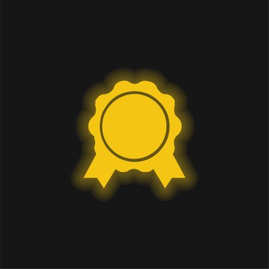 Award Badge yellow glowing neon icon clipart
