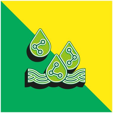 Asit Yağmuru Yeşil ve Sarı 3D vektör simgesi logosu
