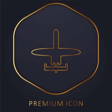 Airplane Of Small Size golden line premium logo or icon clipart