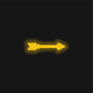 Sarı ok parlayan neon simgesi