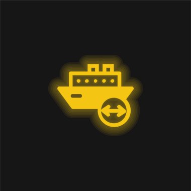 Tekne uzunluğu sarı parlak neon simgesi