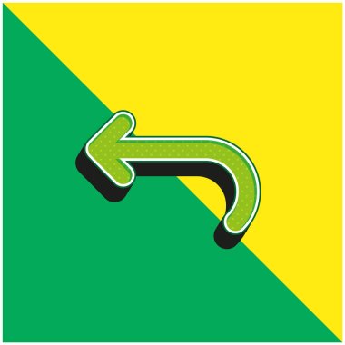 Back Curved Arrow Green and yellow modern 3d vector icon logo clipart