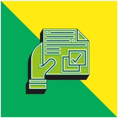 Anlaşma yeşil ve sarı modern 3d vektör simgesi logosu