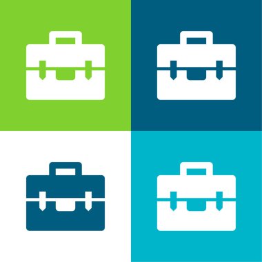 Evrak çantası Düz 4 renk minimal simgesi seti