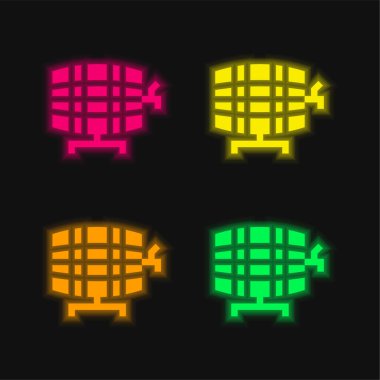 Bira Tap dört renk parlayan neon vektör simgesi