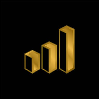 3d Veri Analizi Çubuğu Grafik altın kaplama metalik simge veya logo vektörü
