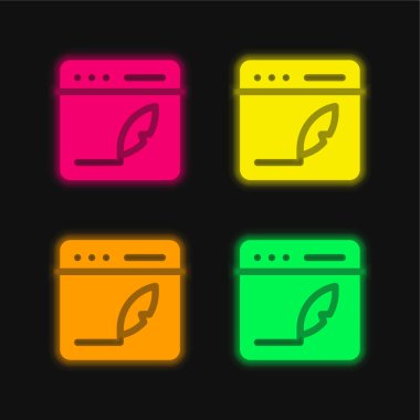 Parlayan dört renk neon vektör simgesini blogla