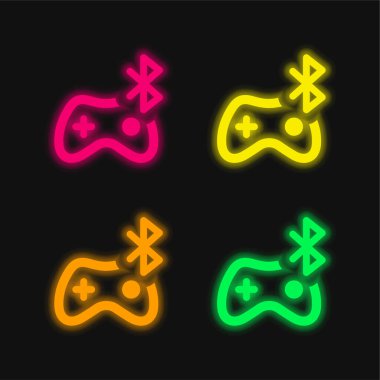 Bluetooth dört renkli parlayan neon vektör simgesi