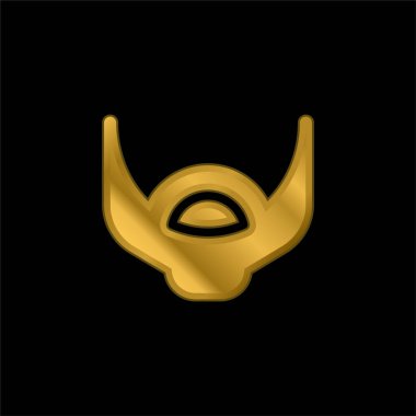 Sakallı altın kaplama metalik simge veya logo vektörü