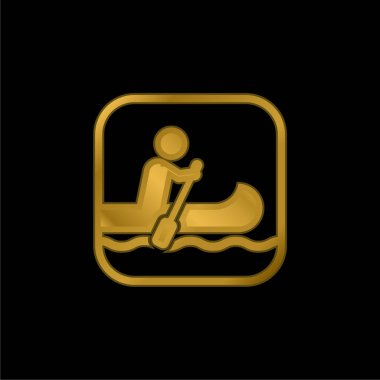 Boating Sign gold plated metalic icon or logo vector clipart