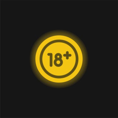 Age Limit yellow glowing neon icon clipart