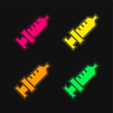 Anestezi dört renk parlayan neon vektör simgesi