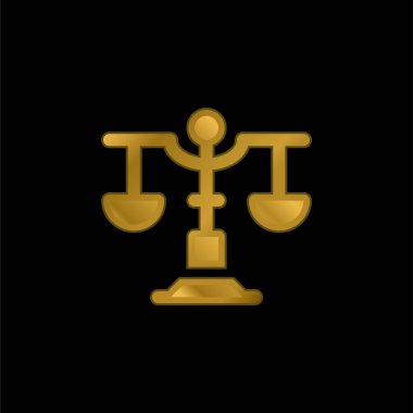 Altın kaplama metalik simge veya logo vektörünü dengele