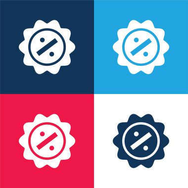 Badge blue and red four color minimal icon set clipart