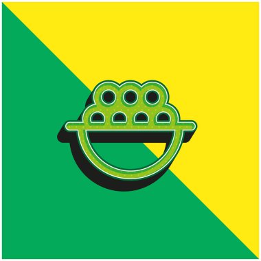 Çilekler yeşil ve sarı modern 3d vektör simgesi logosu