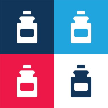 Şişe mavi ve kırmızı dört renk minimal simge kümesi