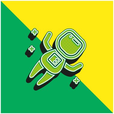 Astronot Yeşil ve Sarı 3D vektör simgesi logosu