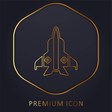 Uçak altın çizgisi prim logosu veya simgesi