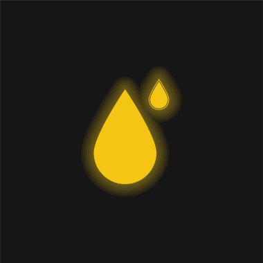 Big And Small Drops yellow glowing neon icon clipart