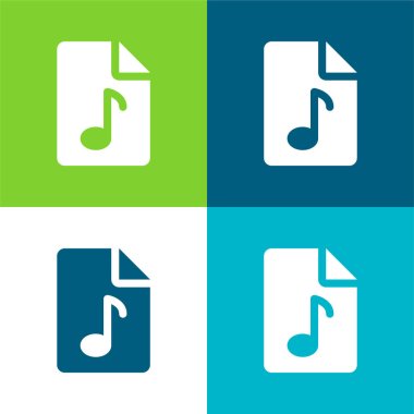 Audio File Flat four color minimal icon set clipart