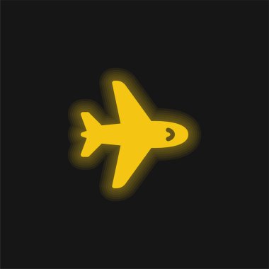 Uçak sarısı parlayan neon simgesi