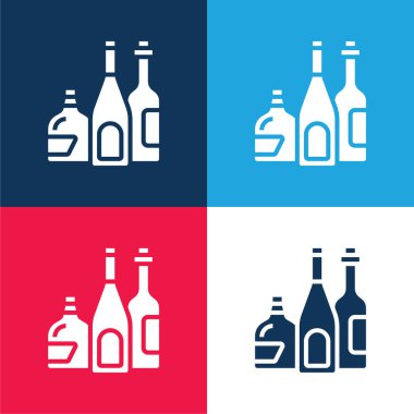 Alkolik Mavi ve kırmızı dört renk simgesi