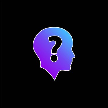 Bald Head With Question Mark blue gradient vector icon clipart