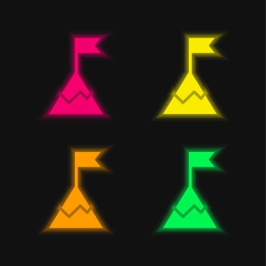 Achievement four color glowing neon vector icon clipart