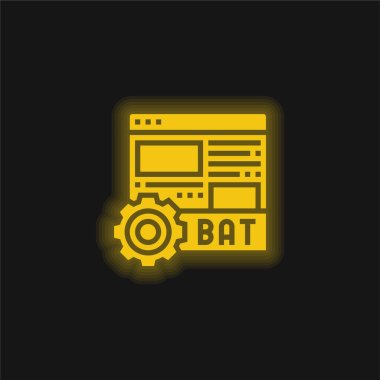 Batch yellow glowing neon icon clipart