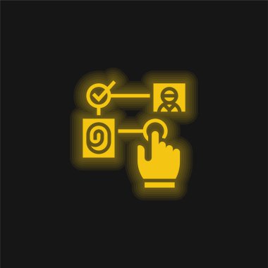 Algoritma sarı parlak neon simgesi