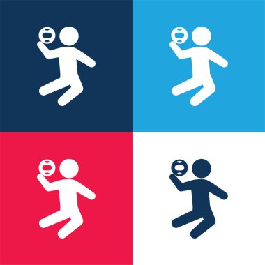 Plaj voleybolu mavi ve kırmızı en az dört renk simgesi