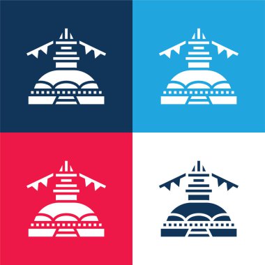 Boudhanath mavi ve kırmızı dört renk en küçük simge kümesi