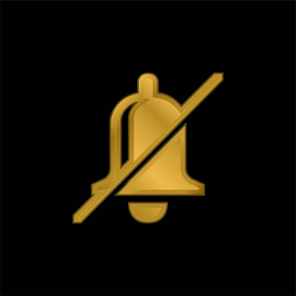 Bell Slash gold plated metalic icon or logo vector