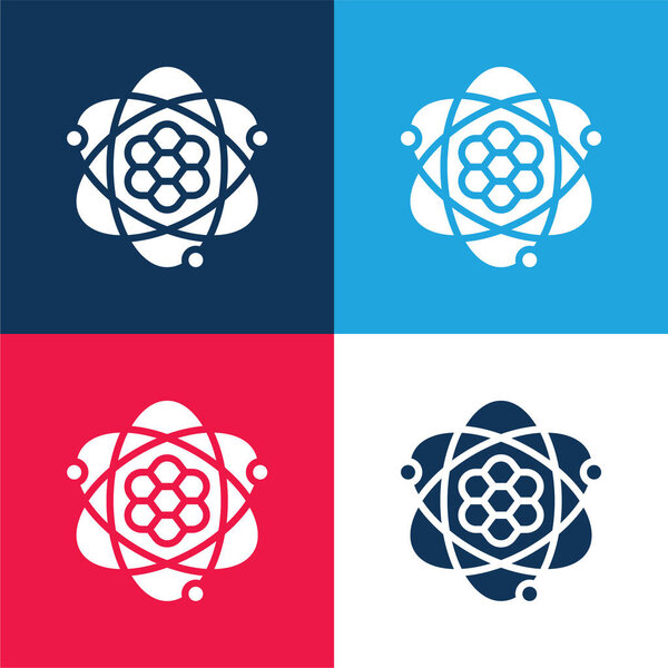 Atom blue and red four color minimal icon set