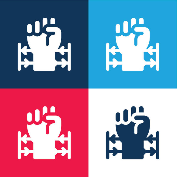 Barbed Wire blue and red four color minimal icon set