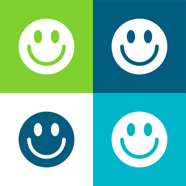 Big Smiley Face Flat four color minimal icon set