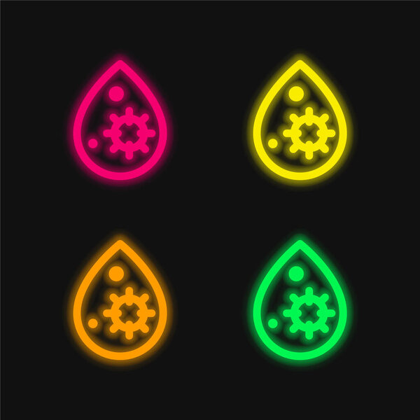 Blood four color glowing neon vector icon
